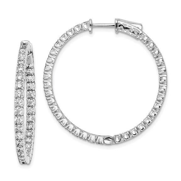 Auriga Mother's Day Gift 925 Sterling Silver 70 Stone 2mm CZ In/Out Hinged Hoop Earrings for Women