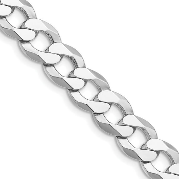 Auriga Fine Jewelry 925 Sterling Silver Rhodium-plated 9.75 mm Flat Curb Chain Necklace for Men 24"