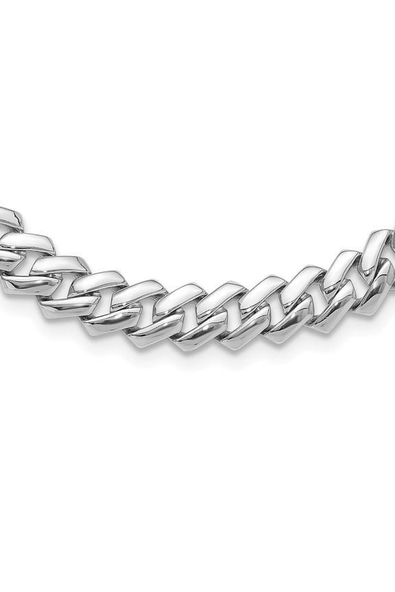 Fine Jewelry 925 Sterling Silver Rhodium-plated 9 mm Monaco Link CZ Clasp 20in Necklace for Women 20"