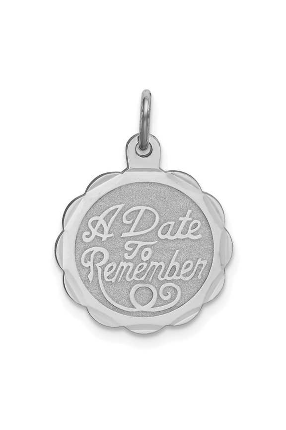 925 Sterling Silver Rhodium-plated A Date To Remember Disc Charm for Women (L-23 mm, W-16 mm)