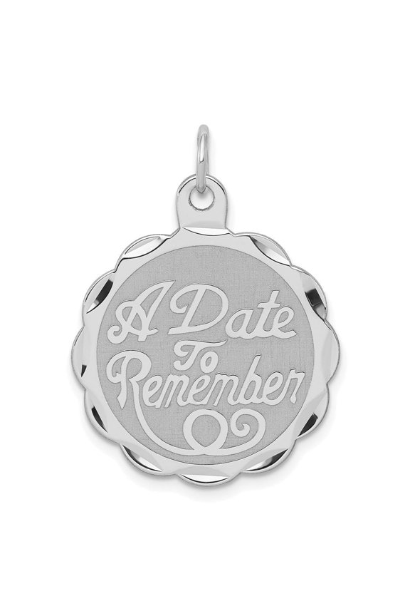 925 Sterling Silver Rhodium-plated A Date To Remember Disc Charm for Women (L-30 mm, W-23 mm)