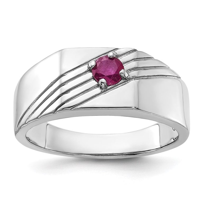 Sterling Silver African Ruby Signet Men's Ring Sterling Silver African Ruby Signet Men's Ring