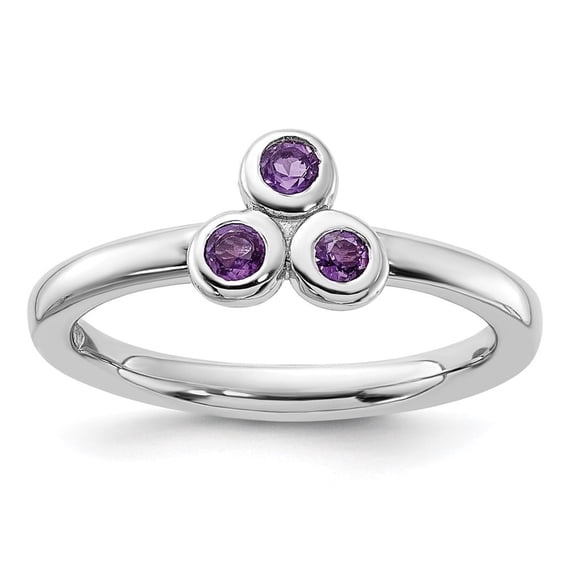 Auriga Fine Jewelry 925 Sterling Silver Rhodium-plated Amethyst Ring for Women Size- 6
