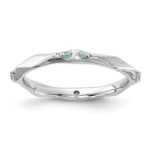Auriga Fine Jewelry 925 Sterling Silver Rhodium-plated Aquamarine Ring for Women Size- 9