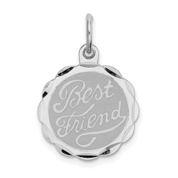 Auriga 925 Sterling Silver Rhodium-plated Best Friend Disc Charm for Women (L-18 mm, W-15 mm)
