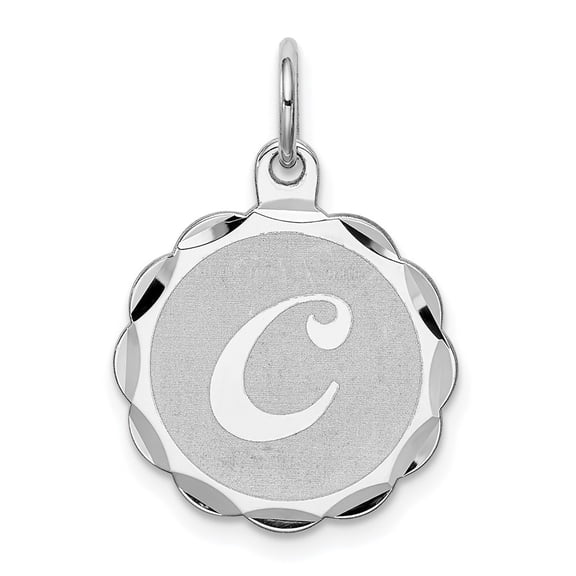 Auriga 925 Sterling Silver Rhodium-plated Brocaded Letter C Initial Charm for Women (L-22 mm, W-16 mm)