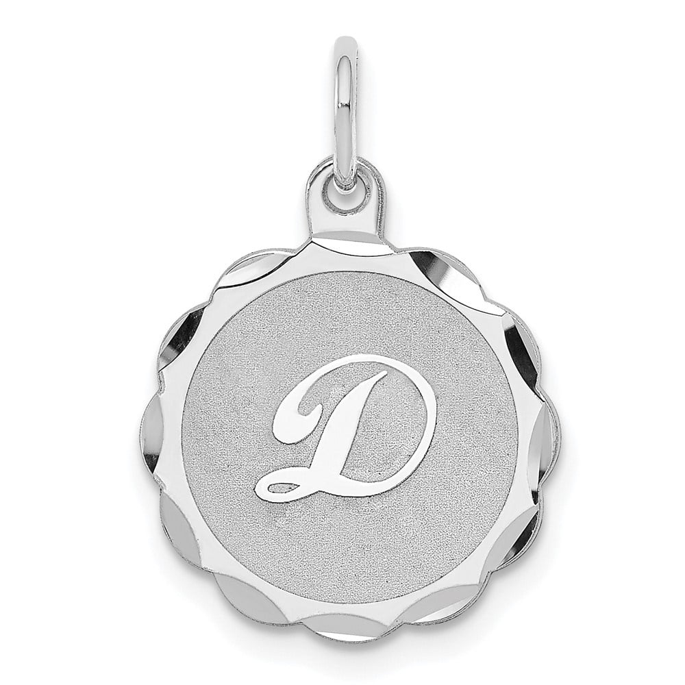 Auriga 925 Sterling Silver Rhodium-plated Brocaded Letter D Initial Charm for Women (L-22 mm, W-16 mm)