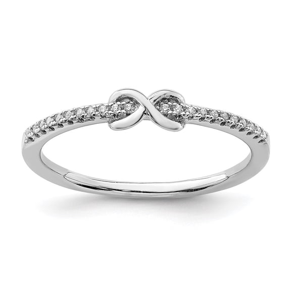 Auriga 925 Sterling Silver Rhodium-plated CZ Infinity Ring for Women Size- 6