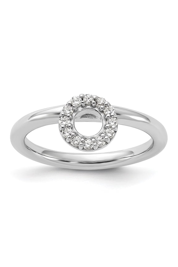 925 Sterling Silver Rhodium-plated CZ O Ring for Women Size- 6