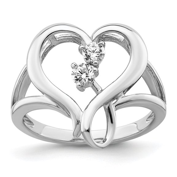 Auriga 925 Sterling Silver Rhodium-plated CZ Pure In Spirit Ring for Women Size- 6