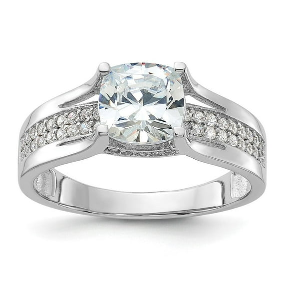Auriga Fine Jewelry 925 Sterling Silver Rhodium-plated CZ Ring for Women Size 6