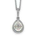 thumbnail image 1 of Auriga Fine Jewelry 925 Sterling Silver Rh-plated Checkerboard-cut and Brilliant-cut CZ Halo Teardrop Necklace for Women 18", 1 of 6