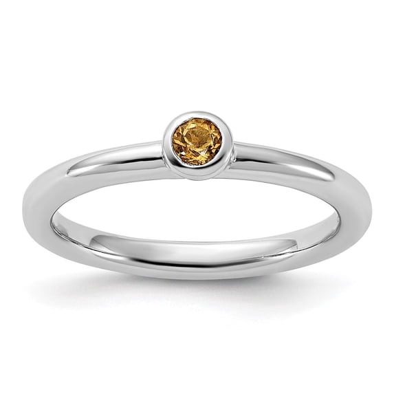 Auriga Fine Jewelry 925 Sterling Silver Rhodium-plated Citrine Ring for Women Size 10