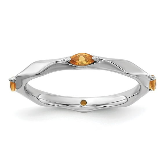 Auriga Fine Jewelry 925 Sterling Silver Rhodium-plated Citrine Ring for Women Size 7