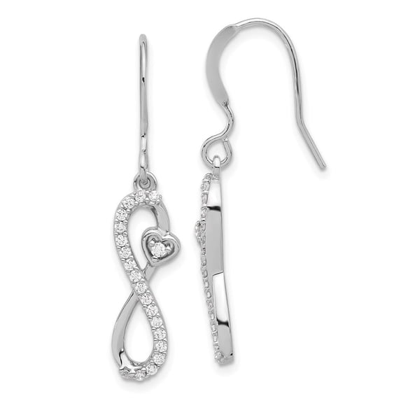 Auriga 925 Sterling Silver Rhodium-plated Cubic Zirconia Infinity Heart Dangle Earrings for Women