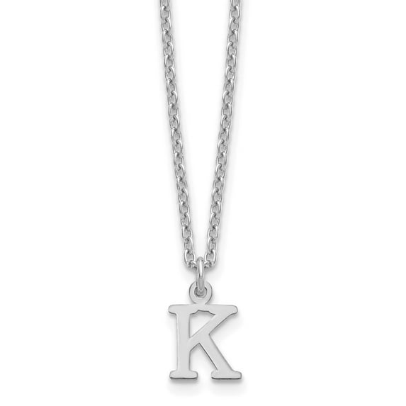 Auriga Fine Jewelry 925 Sterling Silver Rhodium-plated Cut-out Letter K Initial Necklace for Women 18"