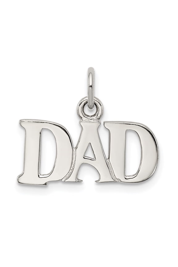 Fine Jewelry 925 Sterling Silver Rhodium-plated Dad Charm for Women (L - 0.63inch, W - 0.17inch)