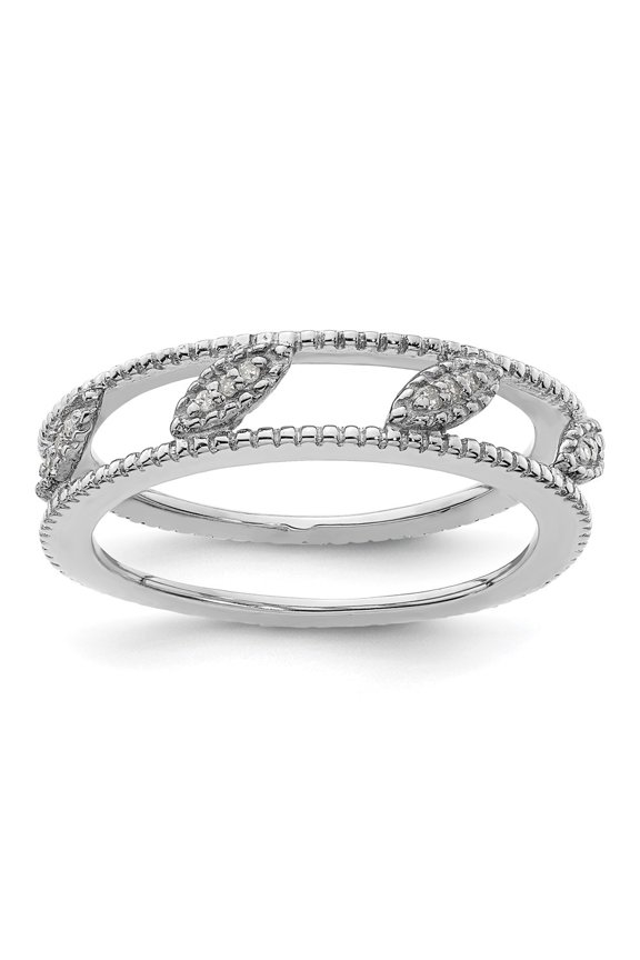 925 Sterling Silver Rhodium-plated Diamond Jacket Ring for Women Size- 5