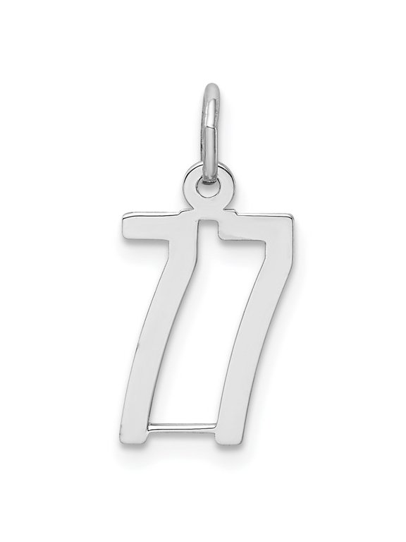 925 Sterling Silver/Rhodium-plated Elongated Number 77 Charm for Women (L-20mm, W-8mm)
