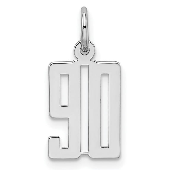Auriga 925 Sterling Silver/Rhodium-plated Elongated Number 90 Charm for Women (L-20mm, W-8mm)