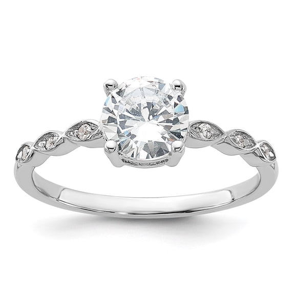 Auriga 925 Sterling Silver Rhodium-plated Fancy CZ Engagement Ring for Women Size- 6