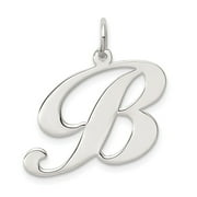 Auriga 925 Sterling Silver Rhodium-plated Fancy Script Letter B Initial Charm for Women (L-21 mm, W-24 mm)