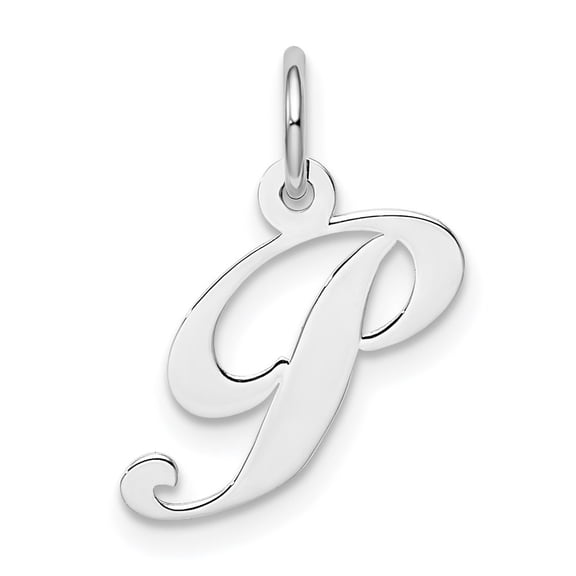 Auriga 925 Sterling Silver Rhodium-plated Fancy Script Letter B Initial Charm for Women (L-21 mm, W-24 mm)