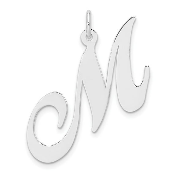 Auriga 925 Sterling Silver Rhodium-plated Fancy Script Letter M Initial Charm for Women (L-34.92 mm, W-25.29 mm)