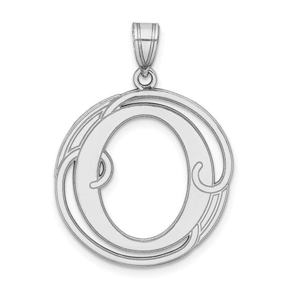 Auriga Fine Jewelry 925 Sterling Silver Rhodium-plated Fancy Script Letter O Initial Pendant for Women