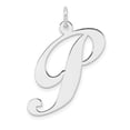 thumbnail image 1 of Auriga 925 Sterling Silver Rhodium-plated Fancy Script Letter P Initial Charm for Women (L-32.98 mm, W-13.22 mm), 1 of 7