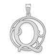 thumbnail image 1 of Auriga 925 Sterling Silver Rhodium-plated Fancy Script Letter Q Initial Pendant for Women, 1 of 6