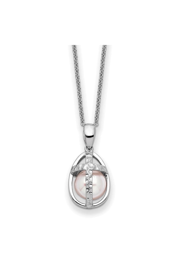 Fine Jewelry 925 Sterling Silver Rhodium-plated FWC Pearl Commitment Necklace for Women 18"