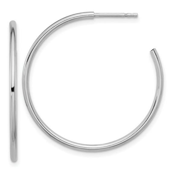 Auriga 925 Sterling Silver Rhodium-plated Hollow Tube C-Hoop Earrings for Women (L-33mm, W-33mm)