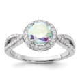 Auriga 925 Sterling Silver Rhodiumplated Iridescent CZ Halo Ring for
