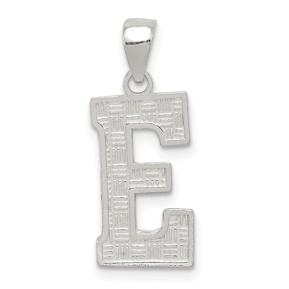 Auriga 925 Sterling Silver Rhodium-plated Letter E Initial Pendant for Women (L-25 mm, W-9 to 10 mm)
