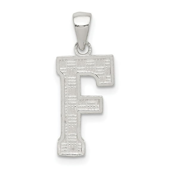 Auriga Fine Jewelry 925 Sterling Silver Rhodium-plated Letter F Initial Pendant for Women (L -25 mm, W -9 to 10 mm)