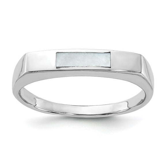 Auriga Fine Jewelry 925 Sterling Silver Rhodium-plated Mother of Pearl Inlay Ring for Women Size- 6