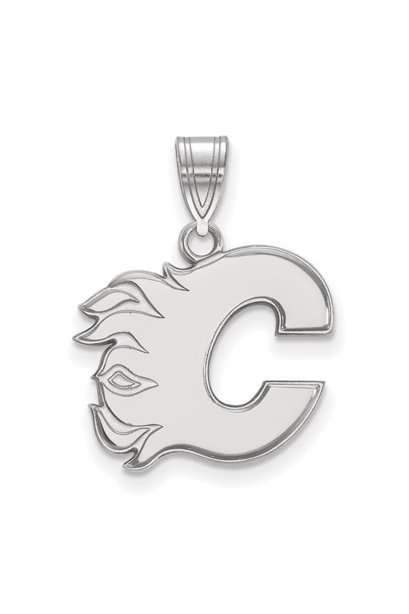 925 Sterling Silver Rhodium-plated Flames Letter C Medium Pendant for Women (L-22 mm, W-16 mm)