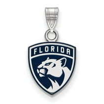 Auriga 925 Sterling Silver Rhodium-plated NHL LogoArt Florida Panthers Small Enameled Pendant for Women