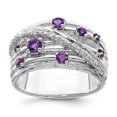 thumbnail image 1 of Auriga Fine Jewelry 925 Sterling Silver Rh-plated Polished Amethyst and Diamond Ring for Women Size- 7, 1 of 6