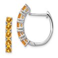 thumbnail image 1 of Auriga 925 Sterling Silver Rhodium-plated Polished Citrine Hinged Hoop Earrings for Women, 1 of 6