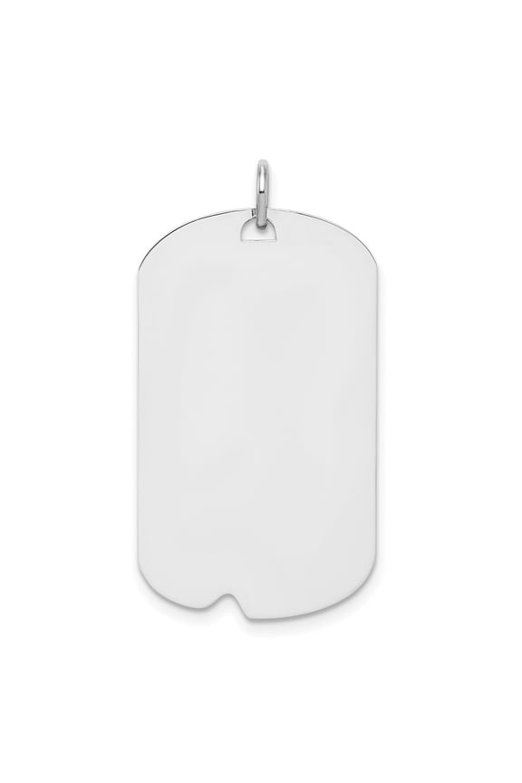 925 Sterling Silver Rhodium-plated Polished Front/Satin Back Engravable Dog Tag (L-36mm, W-18mm)
