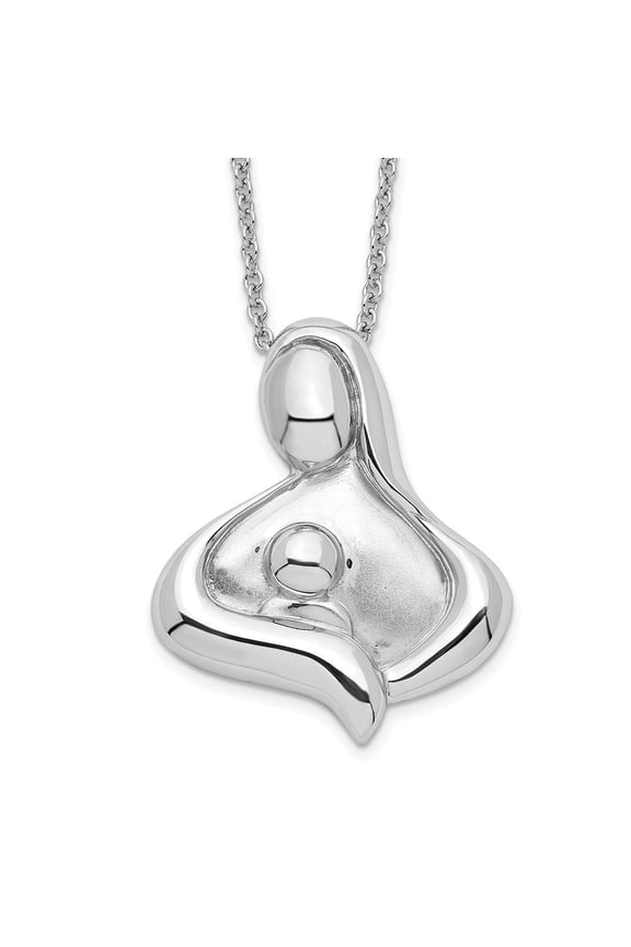 Fine Jewelry 925 Sterling Silver Rh-plated Polished Maternal Bond Necklace for Women 18"