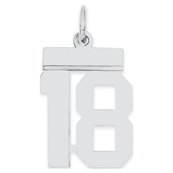 Auriga 925 Sterling Silver/Rhodium-plated Polished Number 18 Charm for Women (L-20mm, W-8mm)