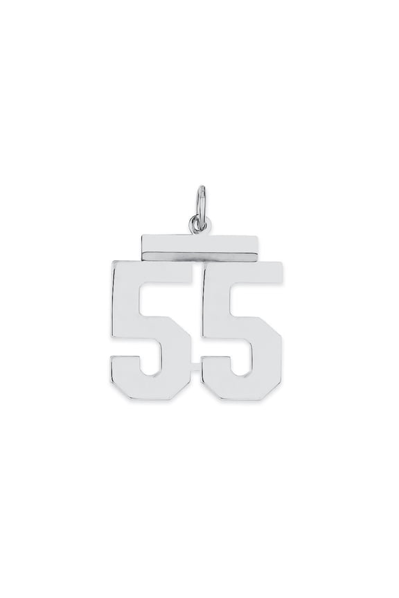 925 Sterling Silver Rhodium-plated Polished Number 55 Charm for Women (L-21mm, W-16mm)