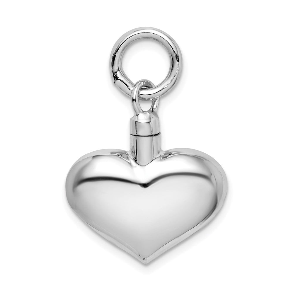 Savlano Sterling Silver Puffy Heart Pendant Necklace - 18K Gold Plated, Made In Italy Gift