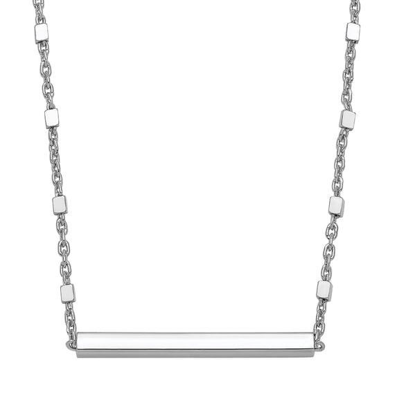 Auriga Fine Jewelry 925 Sterling Silver Rhodium-plated Polished w/ 1.25in Extender Necklace for Women 15.5"