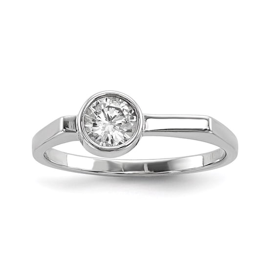 Auriga Fine Jewelry 925 Sterling Silver Rhodium-plated Round CZ Ring for Women Size- 8