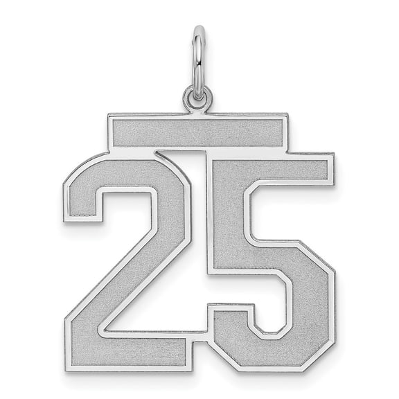 Auriga 925 Sterling Silver/Rhodium-plated Satin Number 25 Charm for Women (L-25mm, W-21mm)