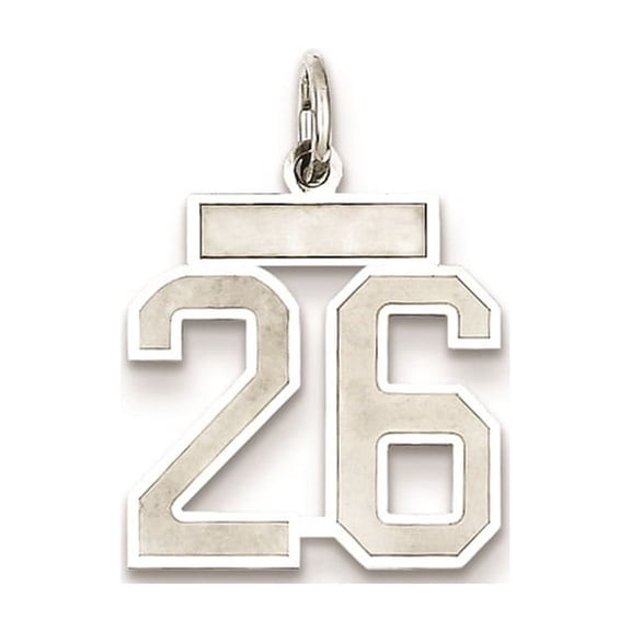Auriga 925 Sterling Silver/Rhodium-plated Satin Number 26 Charm for Women (L-19mm, W-14mm)